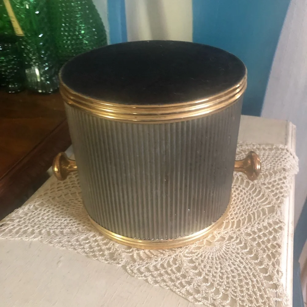 Vintage Brass & Silver Metal Ice Bucket
